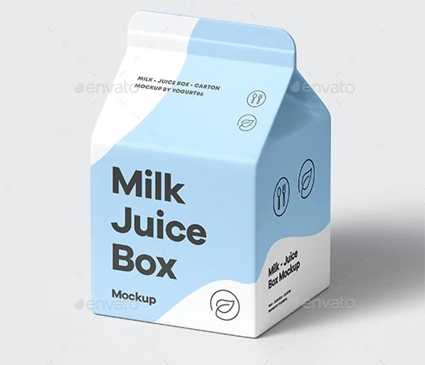 Milk Juice Box Mock-up Template Design