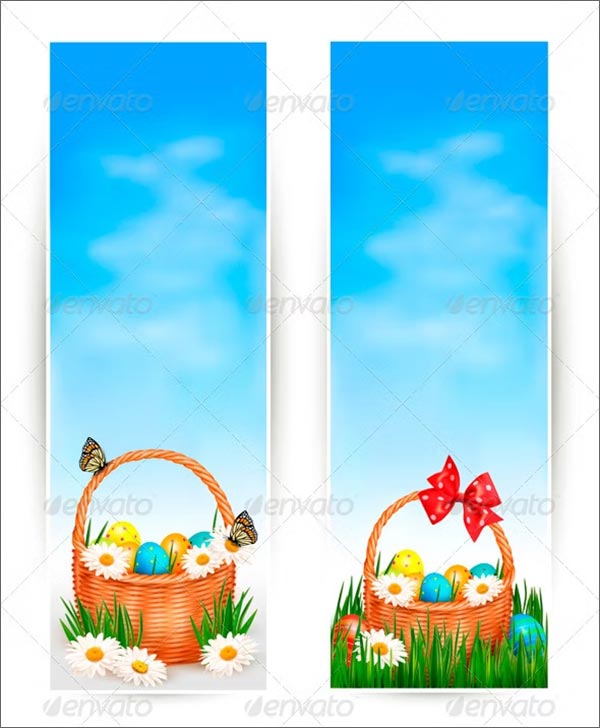 Easter Banners with Easter Eggs in Basket