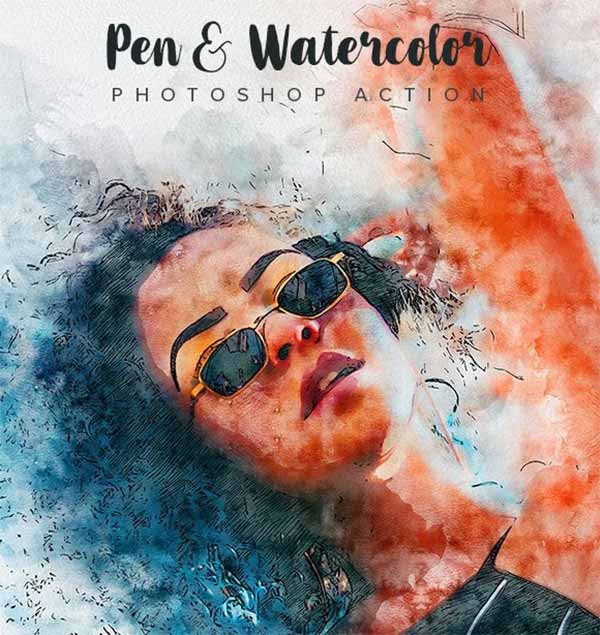 Pen & Watercolor Photoshop Actions