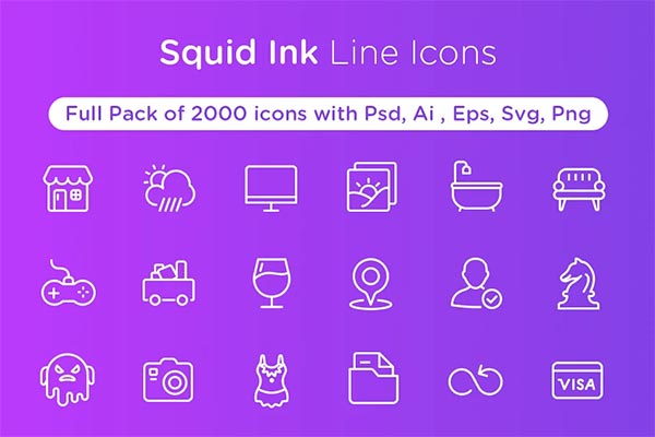 Squid Ink Line Icon Pack