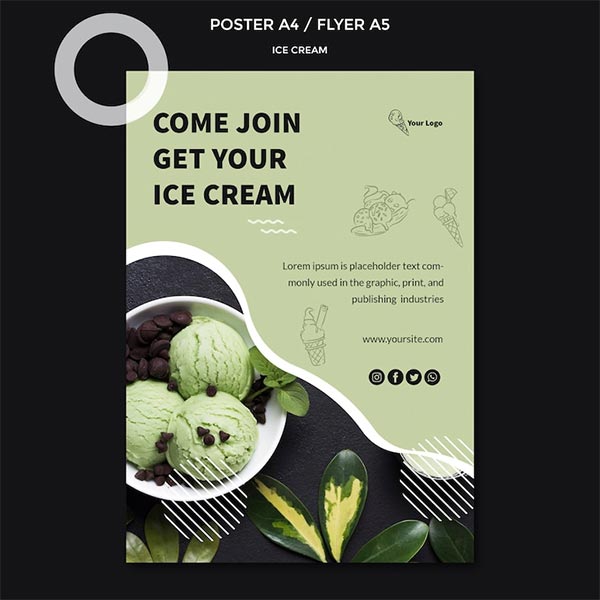 Free Cream Menu Poster & Flyer Template