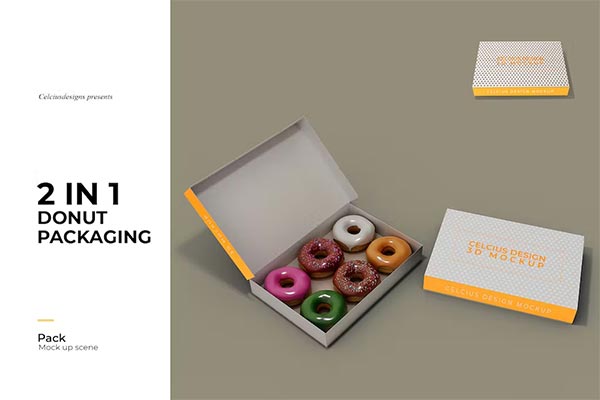 Donut Packaging 3D Mock Up