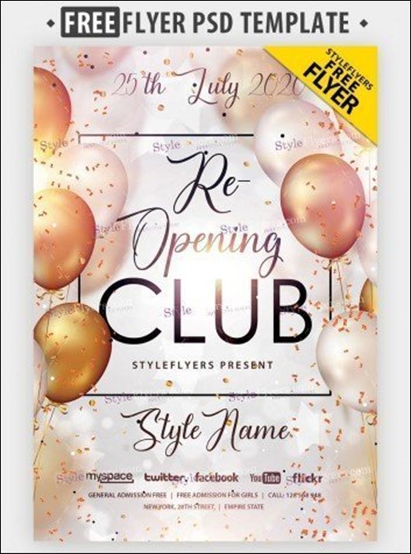 Night Club Free Opening PSD Flyer Templates