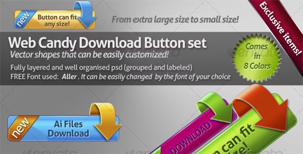 Web Candy Download Button Set
