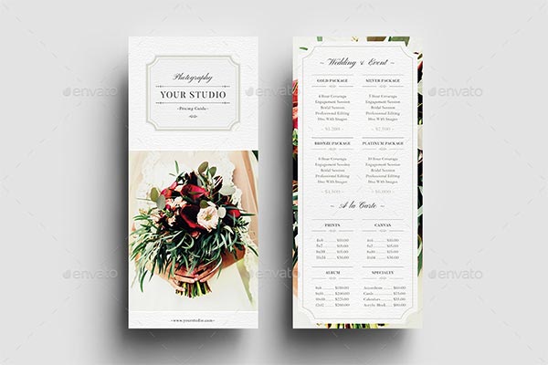 Photography Pricing Guide Rack Card Template