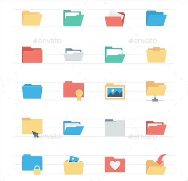 Flat Files and Folders Icons Template