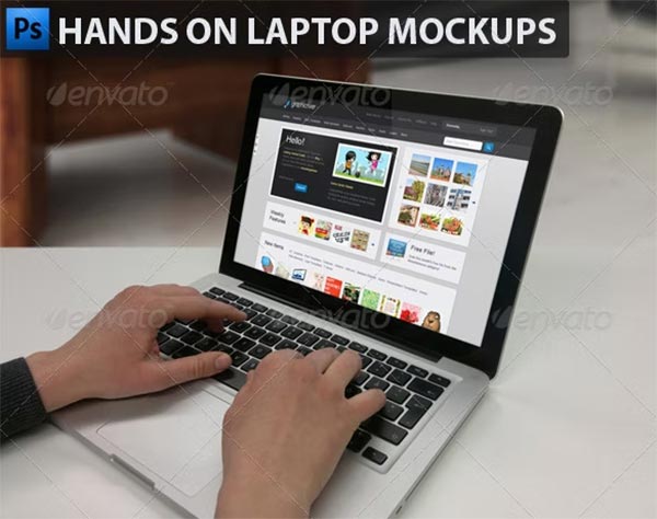 Hands on Laptop Mockups