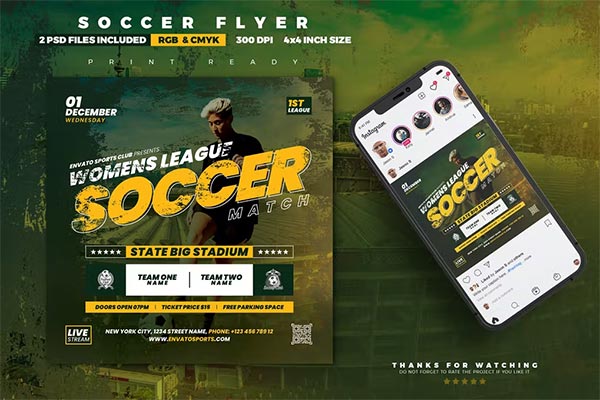 Soccer Event Print Flyer Template
