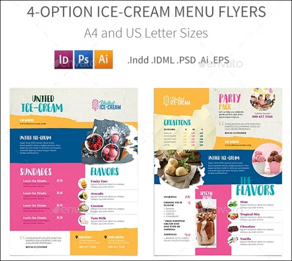 Ice-cream Restaurant Menu Flyers