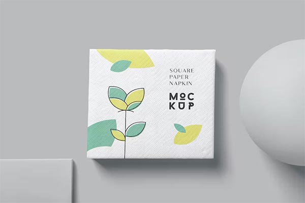Square Paper Napkin Mockups