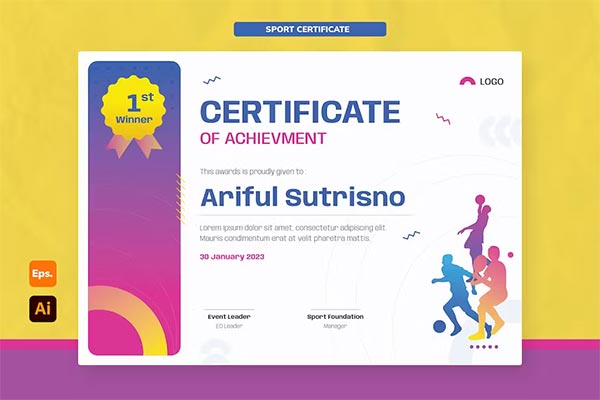 Modern Sport Certificate Template