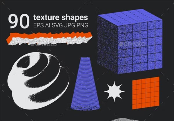 Vector Textured Geometric Shapes Set