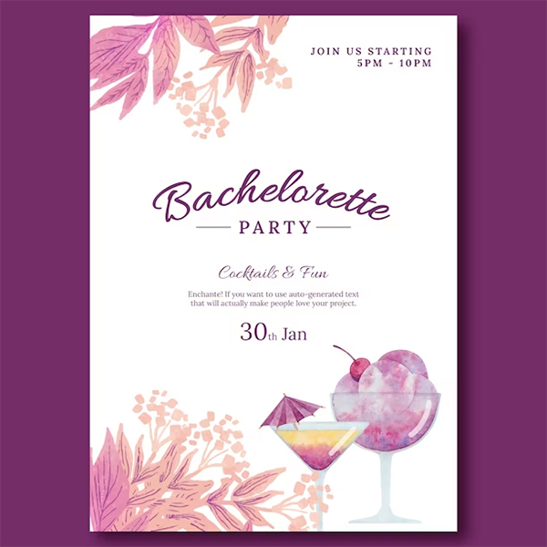 Bachelorette Party Free PSD Invitations