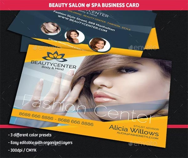 Beauty Center & Spa Business Cards