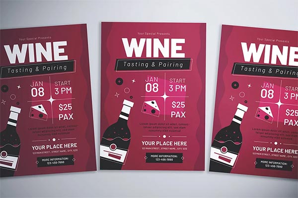 Wine Tasting Flyer Vector Template