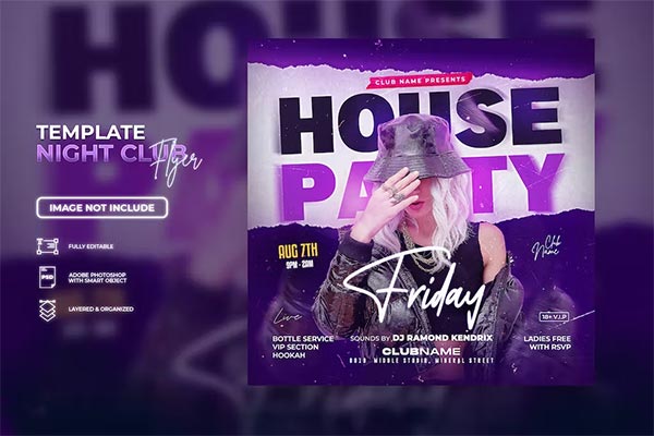 Night Club House Party Flyer Template