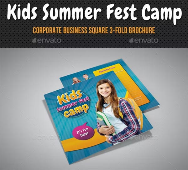 Kids Summer Camp Square 3-Fold Brochure