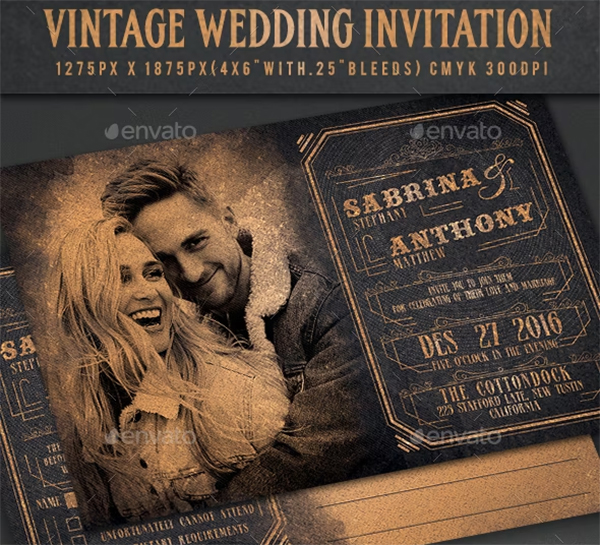 Simple Vintage Wedding Invitation