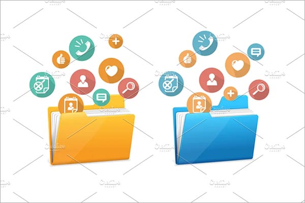 File Folders and Flat icons PSD Template
