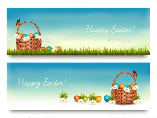 Two Happy Easter Banners Template