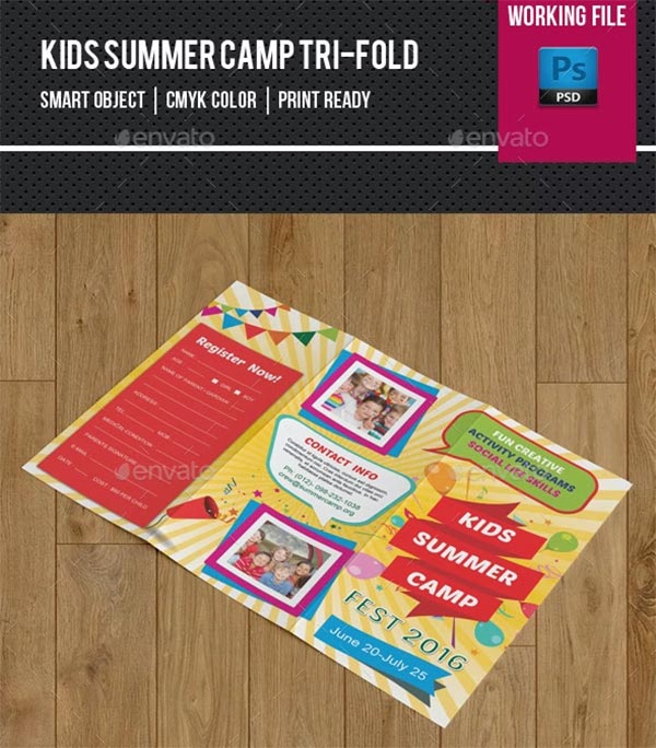 Kids Summer Camp Trifold Brochure Template
