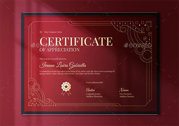 Red Elegant Framed Certificate Template