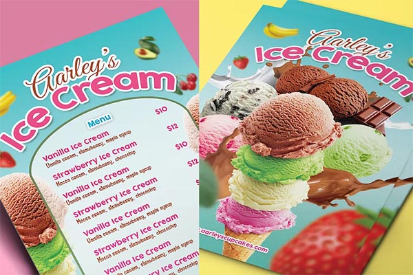 Ice Cream Edit Menu Flyer Template