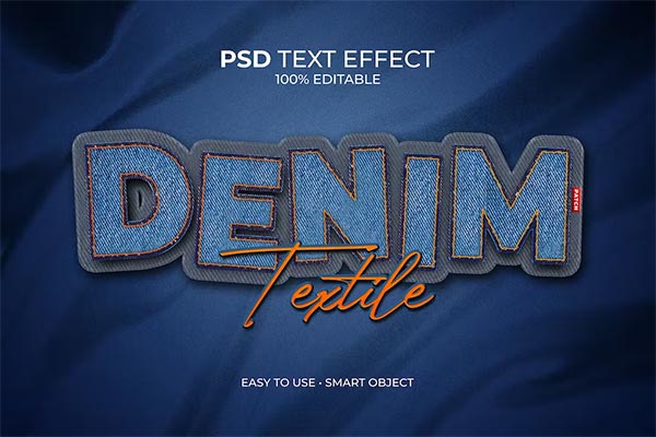 Denim Textile Patch Text Effect