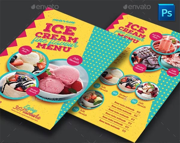 Ice Cream  Restaurant Menu Flyer Template Ice Cream  Restaurant Menu Flyer Template