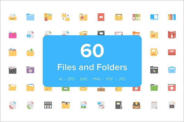 Files and Folders Flat Icons
