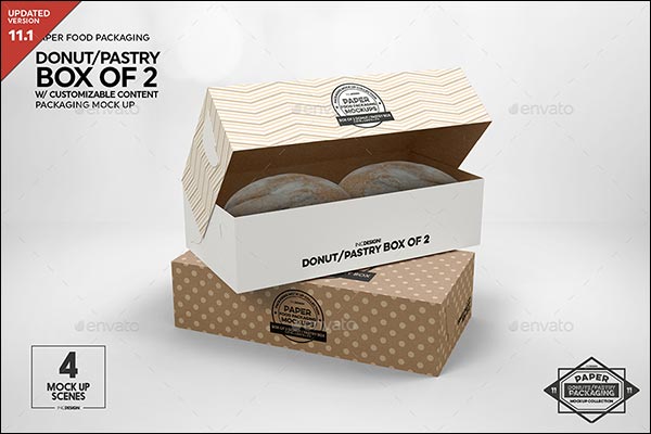 Pastry Donut Box Packaging Mockup