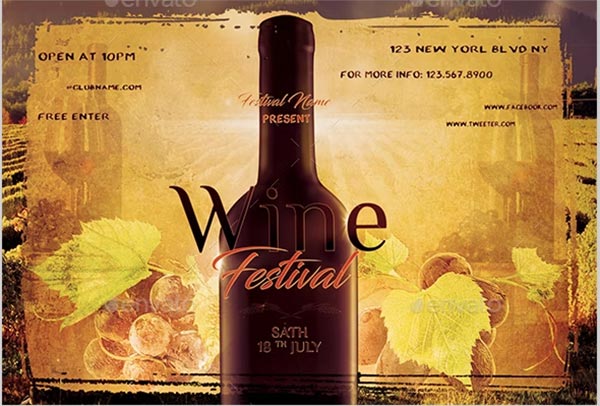 Wine Festival Flyer Template Design