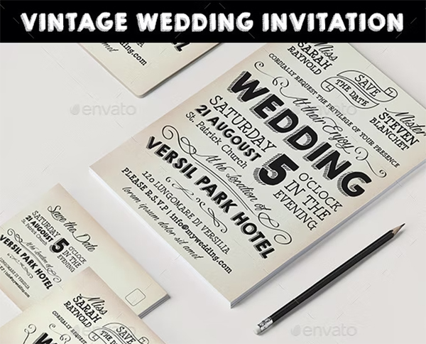 Vintage Wedding Invitation PSD