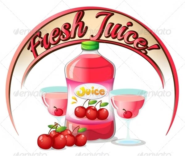 Fresh Juice Label with Cherries Template