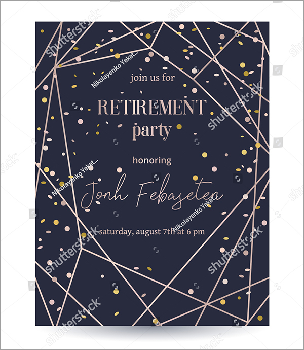 Rose Gold Polygonal Retirement Invitation