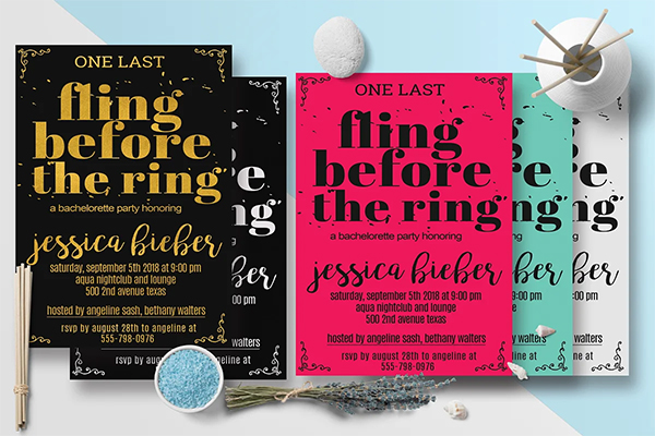 Bachelorette Fling The Ring Party Invitation