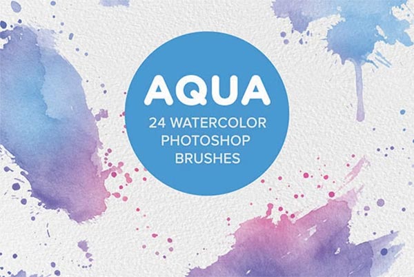 Aqua 24 Watercolor Photoshop Brushes
