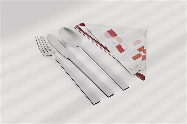 Cutlery with Napkin Mockup Template